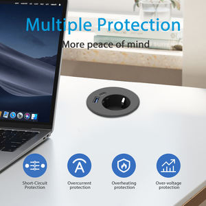 Boîte de sortie <span class=keywords><strong>ronde</strong></span> réglable de 2.36 pouces prise de courant à double œillet USB pour prise d'extension d'hôpitaux sans couvercle pour tables - Product Image 4