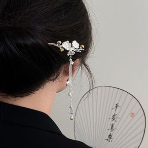 Yinruitai S925 Sterling <b>Silver</b> Plum Blossom Tassel Hairpin White <b>Bead</b> Embellishment For Hanfu Wedding Headdress - Product Image 3