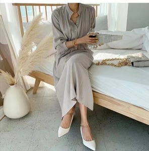Robe chemise ajustée en viscose unie personnalisée avec laçage, grande taille, pour femme, robe longue d'été avec ceinture et poches - Product Image 1