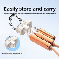 Câble de charge tressé en nylon 4-en-1 avec porte-clés, charge rapide 240W, câble de données 0,12M avec allume-cigare, portable et personnalisable