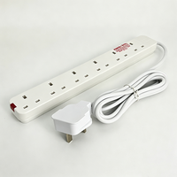 Stop Kontak Anjehold Grosir Pabrik UK Plug Safety Shutter 6 Outlet Multi Plug Charger Extension Socket untuk Rumah Kantor