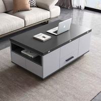 Table basse moderne multifonctionnelle relevable et pliable avec tiroir de rangement et tabourets pour salon