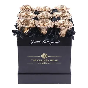 Оптовые продажи черное золото розы-Подарки ко дню Святого Валентина, неувядающие вечные декоративные цветы на ощупь, золотые сохраненные вечные розы в коробке