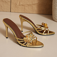 Nouvelles Sandales Élégantes à Talons Hauts Tendance 2026 pour Femmes, Sexy, à Bout Ouvert, avec Décoration Florale Métallique