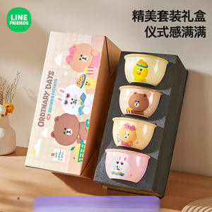 ชุดชามเซรามิกลายการ์ตูนหมีสีน้ำตาลสำหรับเด็กผู้หญิง - ชามสำหรับบะหมี่กึ่งสำเร็จรูป โยเกิร์ต และข้าว สไตล์สดใสและน่ารัก - Product Image 3