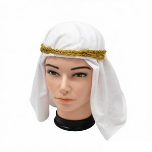 Shemagh Árabe Personalizable al por Mayor con Bordado 3D, Keffiyeh Blanca y Ribete Dorado para Disfraces de Halloween, Fiestas y Viajes - Product Image 1