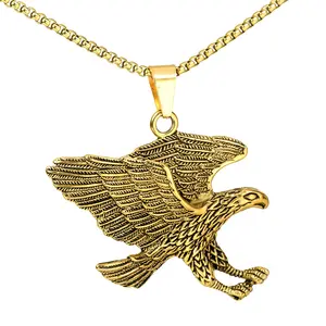 Hip Hop Titanium steel men's eagle spreading wings pendant stainless steel necklace