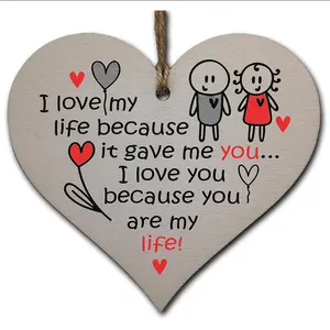 perfect for your Boyfriend or Girlfriend Romantic Keepsake Handmade Wooden Hanging Heart Plaque Gift