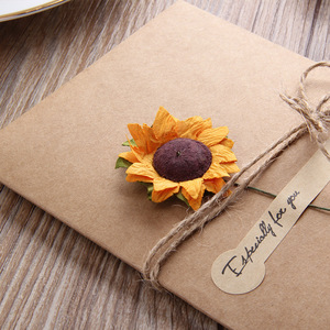 <strong>Handmade</strong> creative vintage kraft paper dried flowers blessing message birthday Tanabata teacher Christmas <strong>card</strong>