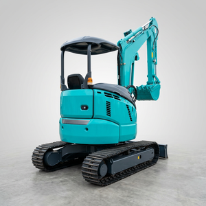 Excavadora hidráulica de cadenas Kobelco Sk30sr color verde azulado con orugas y cabina para uso en construcción - Product Image 1