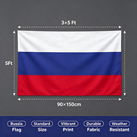 Drapeau de la Russie 3x5 pieds, drapeau national russe en polyester double face pour extérieur, résistant à la décoloration, avec œillets en laiton, décoration de jardin