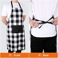 Décor de noël tissu de coton réglable noir blanc à carreaux de buffle rouge noir à carreaux tablier de cuisine avec grande poche