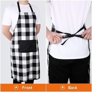 Trang Trí Giáng Sinh Tạp Dề Nhà Bếp Kẻ Ca Rô Kẻ Ca Rô Kẻ Sọc Đỏ Đen Vải Cotton Điều Chỉnh Được Có Túi Lớn - Product Image 3