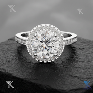 Anillo de Compromiso Solitario con Diamante Cultivado en Laboratorio, Corte Brillante, Banda Catedral de 4 Puntas, Oro Sólido de 14k, Lujoso, Certificado IGI, para Novia - Product Image 2