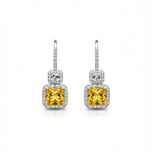 E1587 ต่างหูทรงหยดน้ำซิทริน เงิน 925 เครื่องประดับปาร์ตี้สำหรับผู้หญิงสุดหรู - Product Image 1