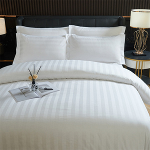 Customizzato singolo doppio <span class=keywords><strong>cotone</strong></span> king 3cm striscia semplice Hotel lenzuolo piatto lenzuolo misura lenzuola <span class=keywords><strong>copripiumino</strong></span> Set biancheria da letto - Product Image 4