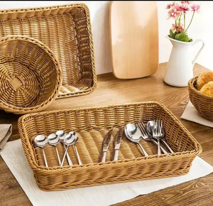 Xlw Bán Buôn Tay Dệt Lưu Trữ Nhà Nhựa <span class=keywords><strong>Wicker</strong></span> Mây Bánh Mì Trái Cây Nhỏ Lưu Trữ Giỏ - Product Image 6