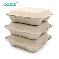 Boîtes à charnières biodégradables, sans PFAS, jetables, écologiques, en bagasse de canne à sucre, imperméables, résistantes à la graisse, compatibles micro-ondes