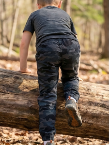 <span class=keywords><strong>Pantaloni</strong></span> Cargo Jogger OEM ODM in Twill Camouflage Grigio Scuro da Ragazzo, Casual Streetwear <span class=keywords><strong>con</strong></span> Polsini e Coulisse Elastica 100% Cotone - Product Image 4