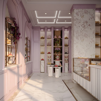 Vitrine transparente de style luxueux et mignon avec éclairage LED pour desserts, café, avec un design de desserts exquis