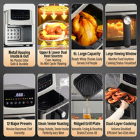 Friteuse à air numérique intelligente avec logo personnalisé OEM, 100% métal, écran tactile, multifonctionnelle, pour la cuisine à domicile
