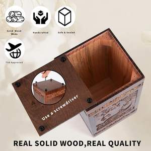 Küller İçin Ahşap Evcil Hayvan Kremasyon Urnesi Orta ve Büyük Kapasiteli, Klasik Ahşap Kaplama - Product Image 6