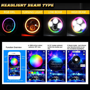 Loyo Factory Dot Angel Eyes Led faro 7 pulgadas RGB APP Control Color Led para <span class=keywords><strong>Jeep</strong></span> Wrangler 2014 faros - Product Image 3