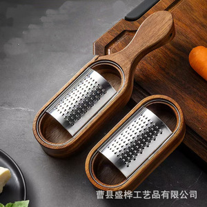 <b>Cheese</b> Grater With Wooden Box Stainless Steel Blade Multi Functional For <b>Cheese</b> Fruit Vegetable Shredding - Product Image 4