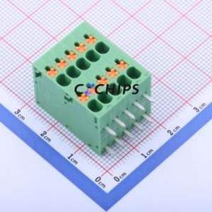 KF207RH-3.5-2*5P Spring Terminal Block Bent Lead Through Hole,P=3.5mm Connector 2x5P 3.5mm Green 10P - Product Image 1