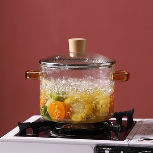 Casseroles en verre borosilicate trempé résistant à la chaleur, antiadhésives, transparentes, avec double poignée colorée - Product Image 6