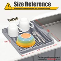 Tapis de séchage de vaisselle en silicone pour comptoir de cuisine, résistant à la chaleur, sans BPA, avec drain intégré