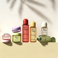 Nouvel ensemble de flacons et pots cosmétiques vides uniques en gros pour soins de la peau, flacons cosmétiques en verre rose avec boîte