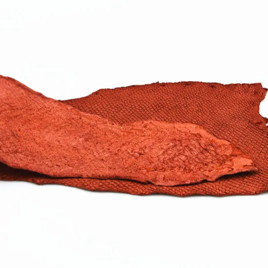Orange matte finish soft salmon fish skin leather