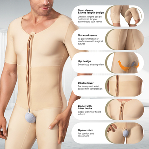 Crochets avant Hommes Shapewear Post Op Corps Complet Faja Gaines Colombiennes Vêtement de Compression Contrôle du Ventre Corps Shaper - Product Image 4