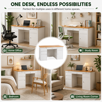 Bureau Moderne de Luxe Blanc, Simplicité et Élégance, en Acier Réglable, Écologique et Durable, Montage Facile, Tiroirs de Rangement, Idéal pour Bureau, École et Chambre