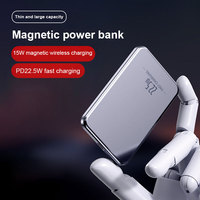 Banques d'alimentation centrale 5000mah forte induction magnétique fonction de charge sans fil 15w chargeur rapide pour téléphone