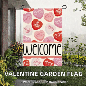 Bandera de Jardín AVOIN Colorlife para el Día de San Valentín, 12x18 Pulgadas, Doble Cara, Impermeable, de Poliéster, con Diseño de Corazones y Dulces - Product Image 2