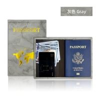Carte carrée en PU estampée or marbre à bord unique dossier de passeport impression typographique plusieurs couleurs-ensemble de couvertures de protection de passeport