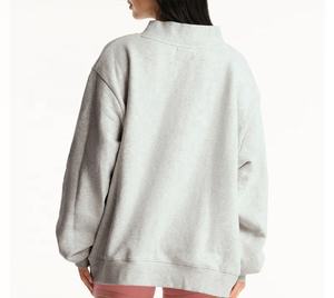 Sudadera de cuello alto de algodón con logotipo personalizado, Jersey bordado con hombros caídos, jersey de lana, Sudadera de cuello alto de gran tamaño para mujer - Product Image 2