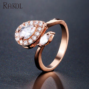 RAKOL RP2133 Women's Luxury Gold-Plated Synthetic Zircon Ring New Fashion Design - Product Image 5