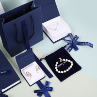 Sunny Pack Emballage pour bijoux de haute qualité Fabricant de bijoux en forme de maison Boîte à bijoux bleu royal avec pochette et sac en papier