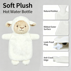 Bouteille d'eau chaude en caoutchouc Kawaii mignonne en forme de mouton, 500 ml, pour enfants, idéale pour l'hiver (vente en gros) - Product Image 2