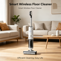 Nettoyeur de sols d'appartement sans fil avec batterie rechargeable 4000 mAh, moteur sans balais, brosse de nettoyage des bords, aspirateur et serpillière pour sols durs