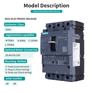 Unidad de Disparo Electrónica Siemens MCCB Plug-in 3VA2M100 R25 ETU320 P/3P 55KA 110KA 150KA, Material Plástico, 690V - Product Image 2