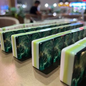 Custom Printed Mahjong <b>Tiles</b> Green Marble Pattern Game Pieces White <b>Plastic</b> Style for Club Party Casino 4 Players - Product Image 2