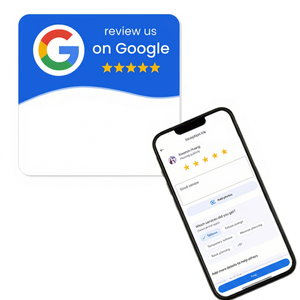 บัตรรีวิว NFC พร้อมคิวอาร์โค้ดแบบไดนามิกสำหรับสติกเกอร์แสดงความคิดเห็นของ Google  แบบมีกาวในตัว ชิป NTAG215 รูปทรงสี่เหลี่ยมผืนผ้า สำหรับใช้ในการส่งเสริมการขาย - Product Image 1