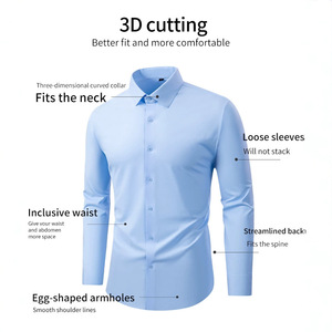 Camisa <span class=keywords><strong>de</strong></span> <span class=keywords><strong>Vestir</strong></span> <span class=keywords><strong>para</strong></span> <span class=keywords><strong>Hombre</strong></span>, <span class=keywords><strong>de</strong></span> Nailon y Elastano, Alta Elasticidad, Sin Arrugas, Corte Ajustado, Estilo Casual <span class=keywords><strong>de</strong></span> Negocios - Product Image 3