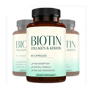 Vitaminas para el Crecimiento del Cabello con Biotina, Colágeno, Queratina y Ácido Hialurónico, Cápsulas para Hombres y Mujeres, Uñas, Piel, Adultos, Productos de Belleza Sin Gluten - Product Image 1