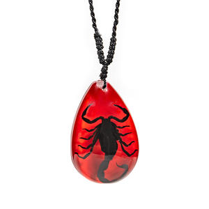 Collar de escorpión ámbar de insectos de espécimen real de resina luminosa con gráficos bordados - Product Image 4