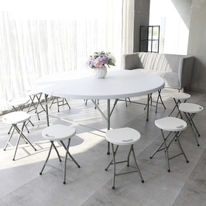 <span class=keywords><strong>Table</strong></span> de salle à manger pliante ronde de 6 pieds en plastique, portable, pour <span class=keywords><strong>12</strong></span> <span class=keywords><strong>personnes</strong></span>, idéale pour événements, banquets et mariages – Vente en gros à prix abordable - Product Image 3